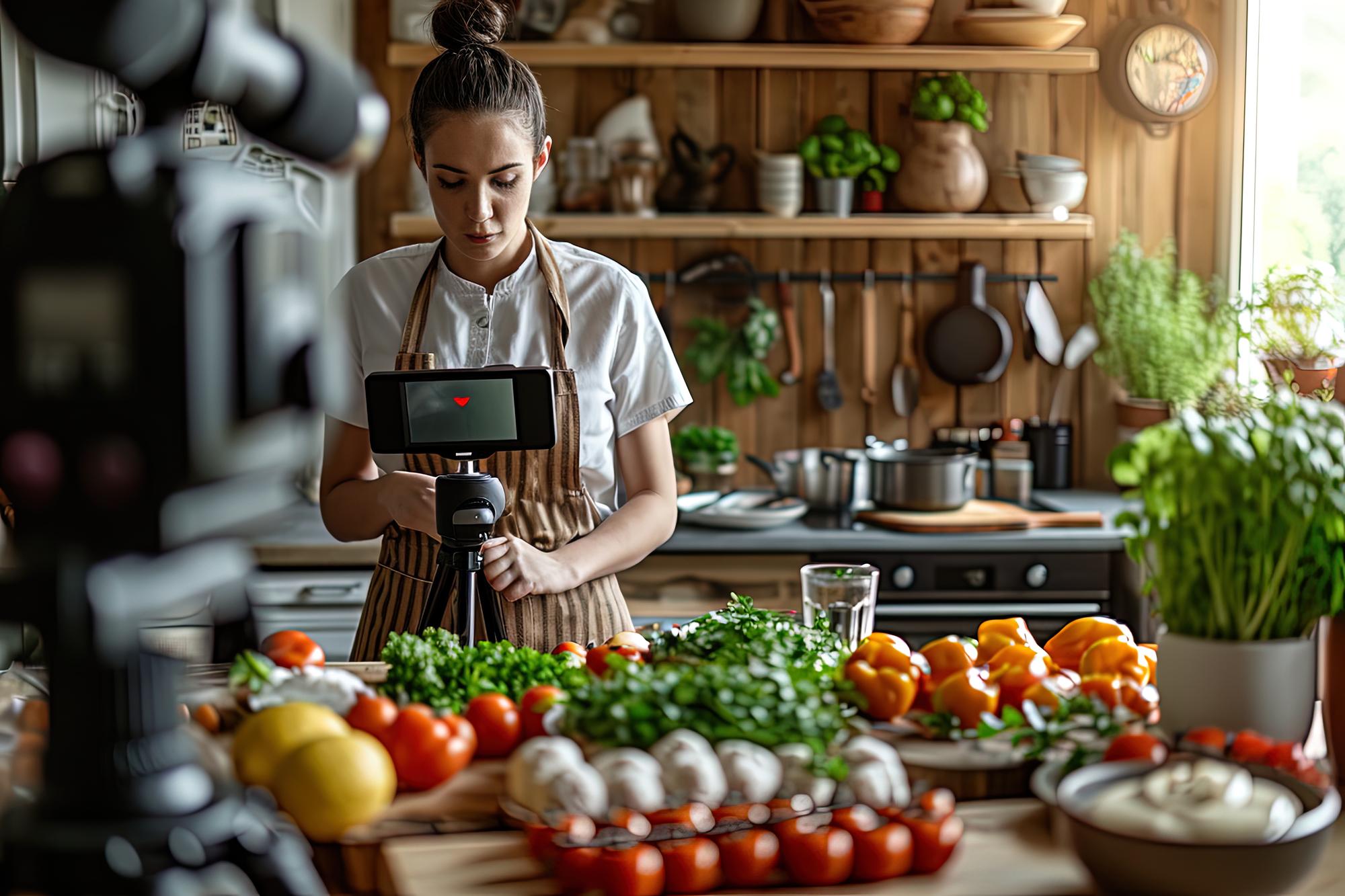 Small professional kitchen with local ingredients